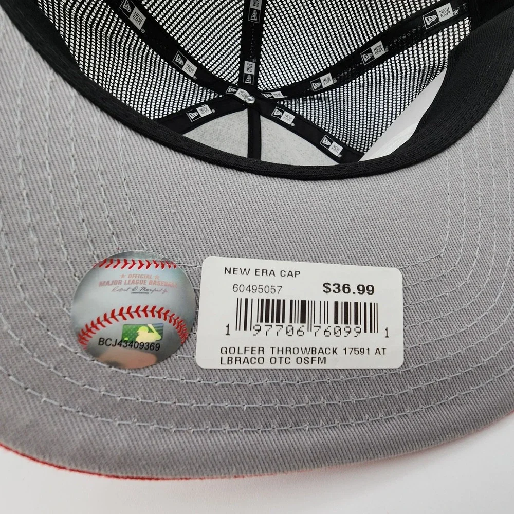Atlanta Braves‎ Golfer Hat New Era Throwback Mesh Snapback Black Red Cap NEW